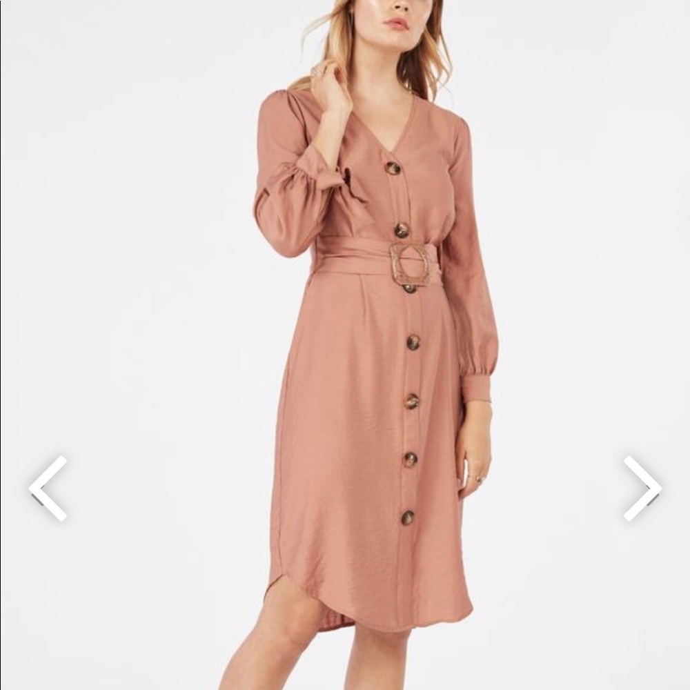 JustFab Button Front Dress w/ Snake Belt